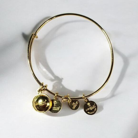 Alex and Ani Blue Crystal December Birthstone Charm Bracelet Brass Gold Plated - Picture 3 of 4